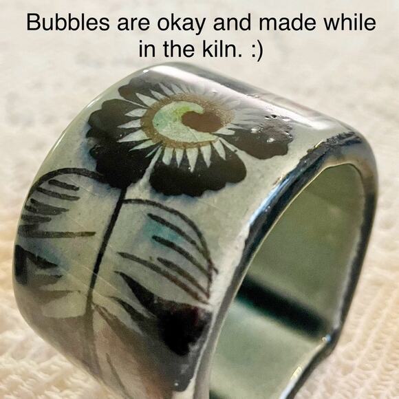 Floral Hand Painted Mexican Pottery Napkin Rings - Picture 14 of 16